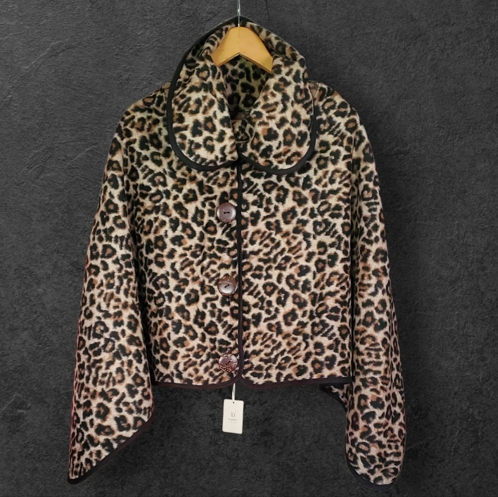Leopard Print Women's High Collar Pullover Poncho
